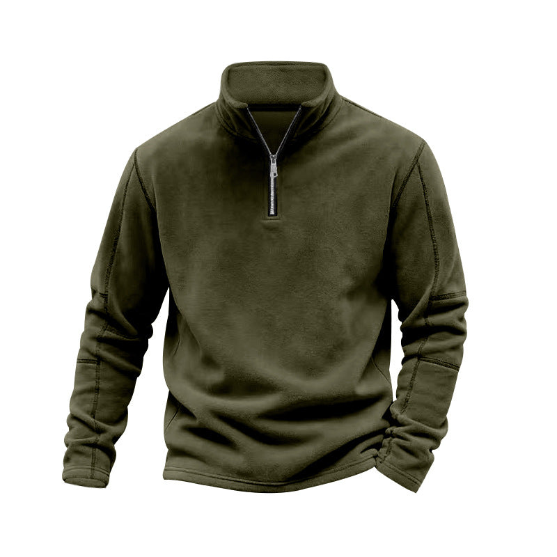 Herr Lätt Fleece Pullover med Halv Dragkedja och Ståkrage