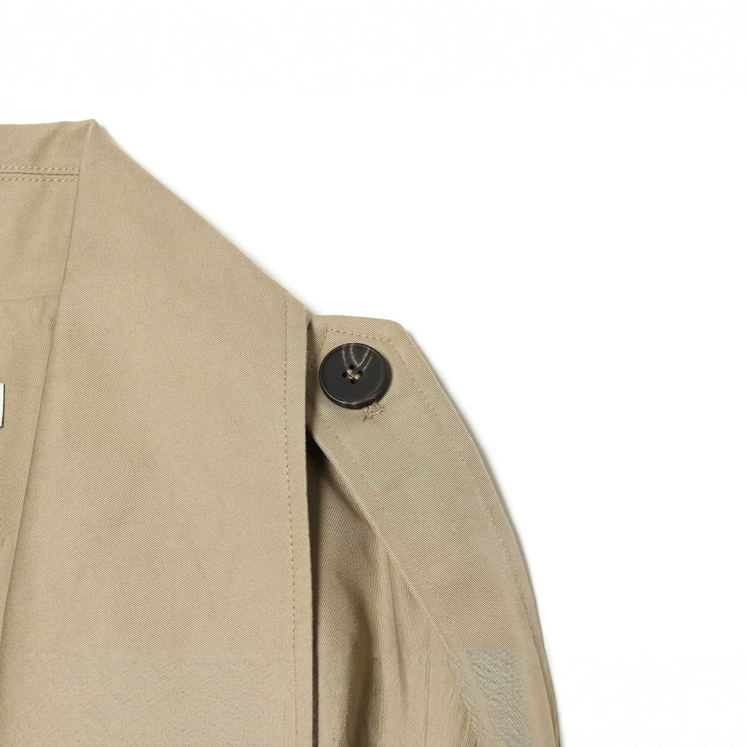Dam Kort Trenchcoat med Boxig Skärning, Double-Breasted och Epaulettes