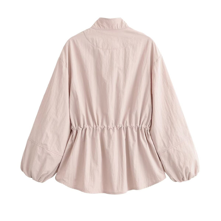 Dam Lätt Windbreaker med Drawstring Waist och Balloon Ärmar