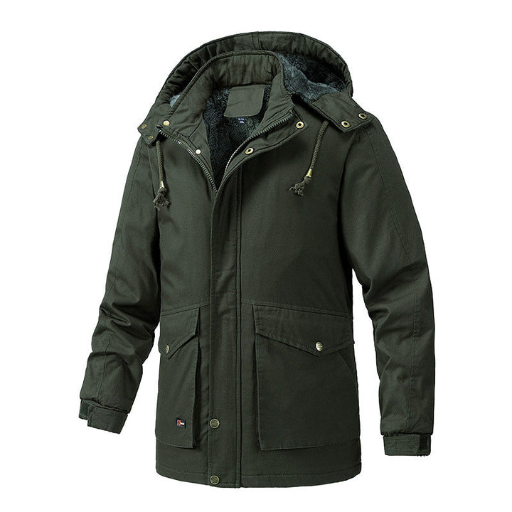 Herr värm-Lined parka Jacka med huva och teddyfoder