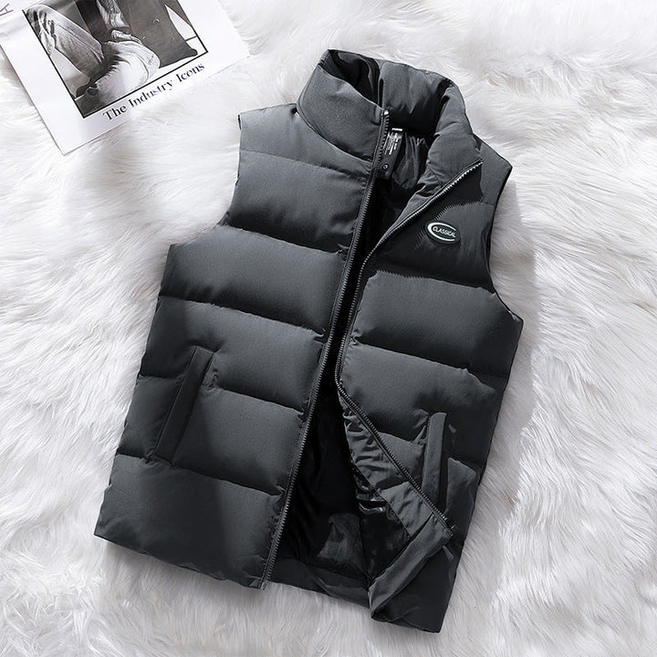 Herr Urban-Modern Thermo Quiltad Väst med Hög Krage, 3D Quilting och Dold Dragkedja