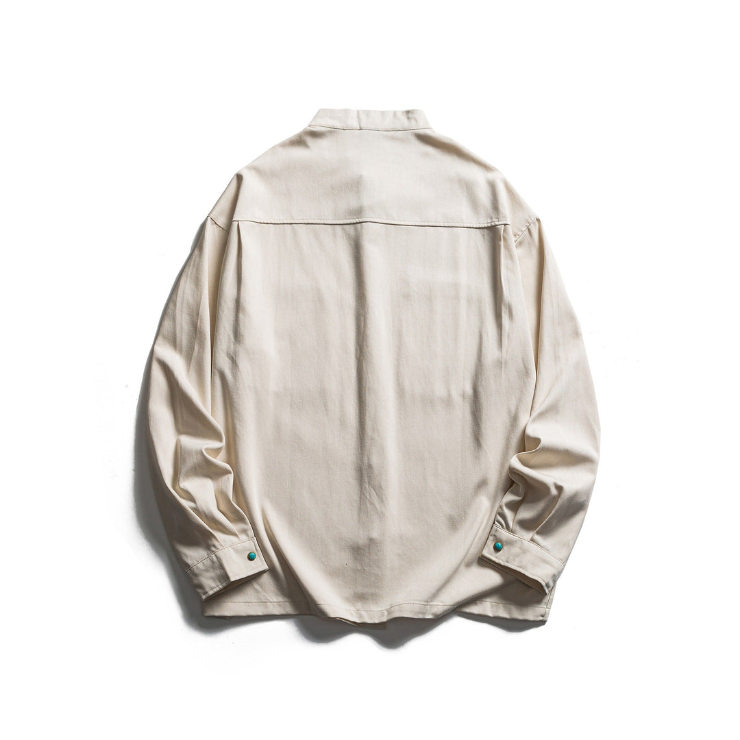 Herr Workwear overshirt med ståkrage och Dold knäppslå