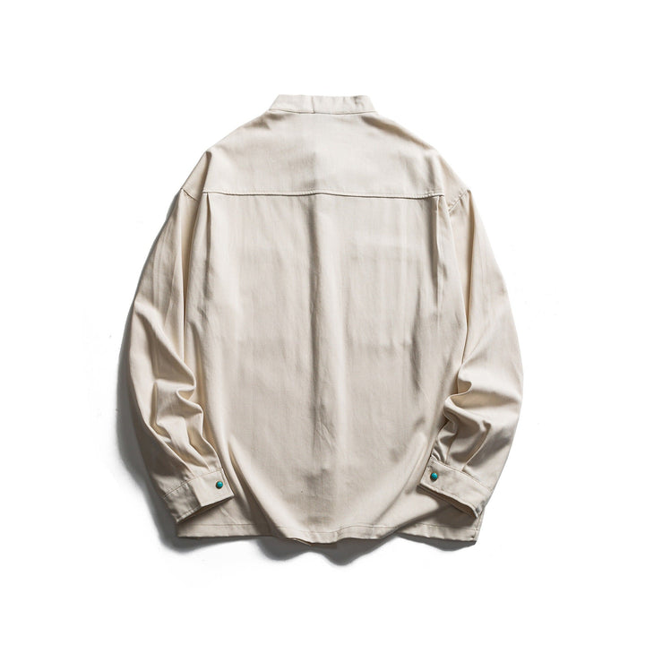Herr Workwear overshirt med ståkrage och Dold knäppslå