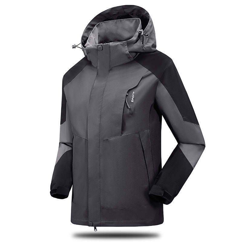 Herr Water- och Vindskyddande Softshell Utomhus Jacka med Justerbar Huva och Zippered Fickor