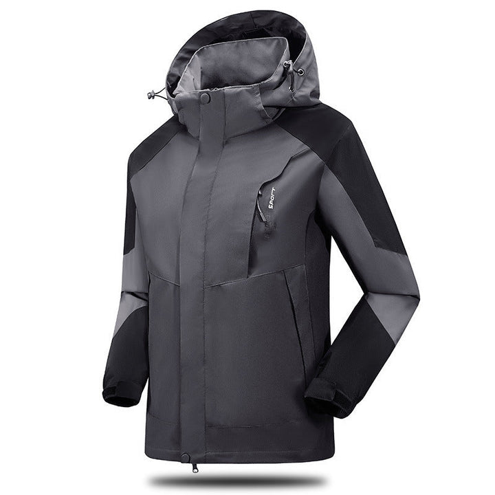 Herr Water- och Vindskyddande Softshell Utomhus Jacka med Justerbar Huva och Zippered Fickor