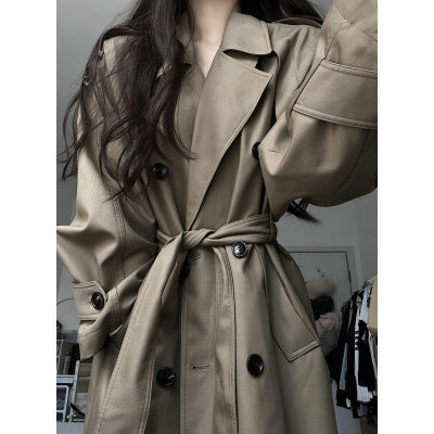 Dam Longer oversized trenchcoat med Double-Breasted knäppning och oversized Lapels