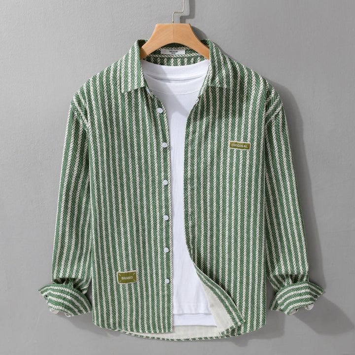 Herr Texturerad Skjortjacka Överskjorta med Diagonal Herringbone Structure