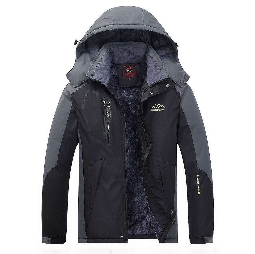 Herr Vattenavvisande Utomhus Jacka med Teddy Fleecefoder, Justerbar Huva, och Multifunction Fickor