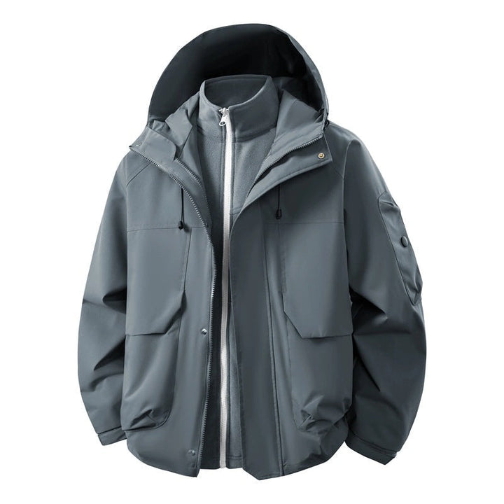 Herr Vattenavvisande Dubbel Jacka med Uttagbar Fleece Inre Jacka och Huva