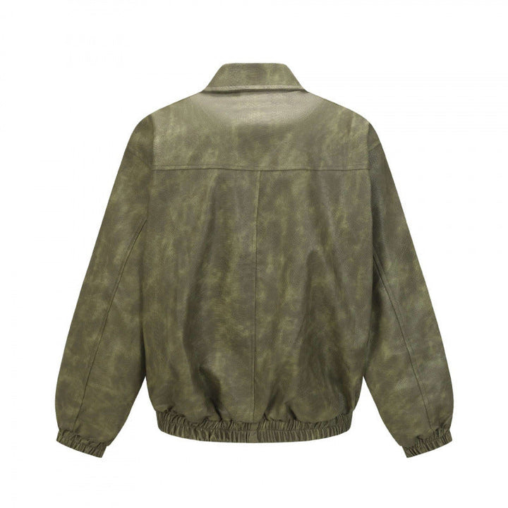 Herr kort skärning Suede-Look bomberjacka med Dragkedja och elastisk fåll