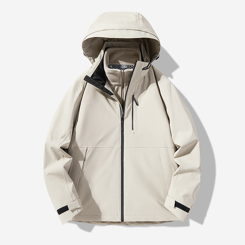 Herr Vattentät Technical Softshell Hybrid Jacka med Integrated Fleecefoder och Justerbar Huva