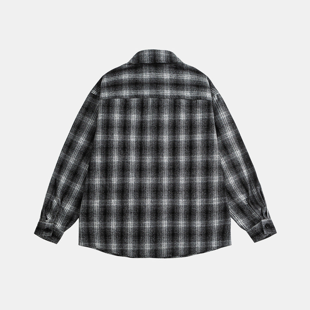 Unisex Rutig Overshirt Jacka i Flanell Look med Bröst Lockfickor