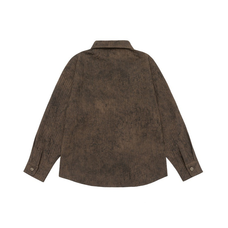 Unisex Lätt Oversized Skjorta Jacka med Washed Texture och Bröstficka