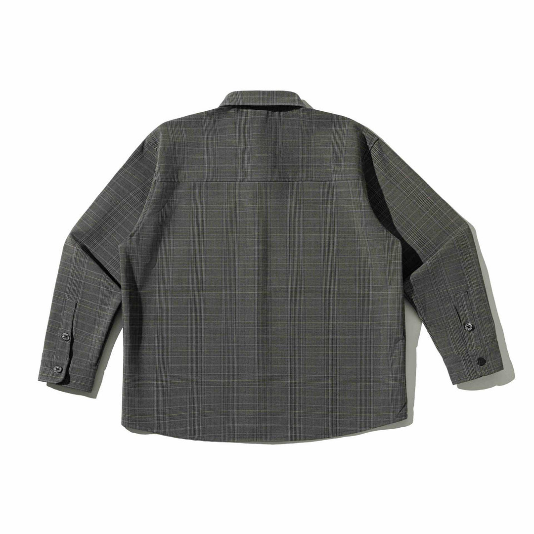 Herr boxig Glencheck skjortjacka med Förlängd Fåll och Patch bröstficka