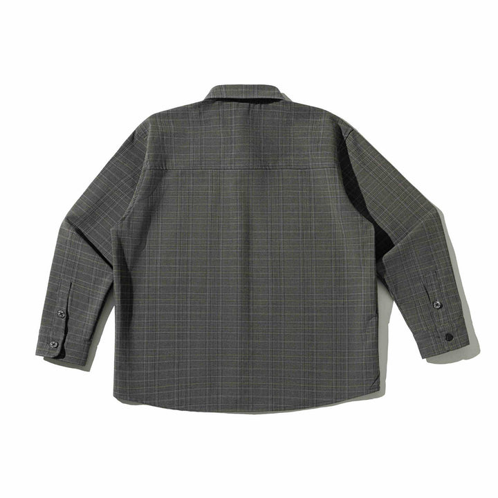 Herr boxig Glencheck skjortjacka med Förlängd Fåll och Patch bröstficka