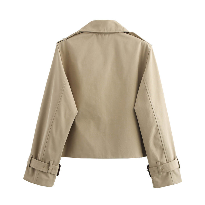 Dam Kort Trenchcoat i Boxig Skärning med Double Breasted och Cuff Straps