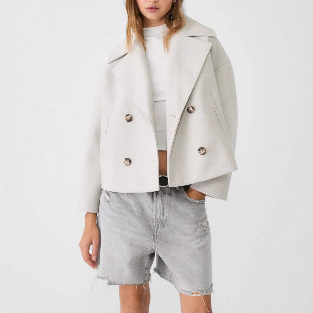 Dam Fashion kort jacka med dubbel knäppning