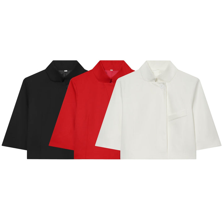 Dam 40+ Kort Cape Blouson med Stå Krage och Dekorativ Knapp