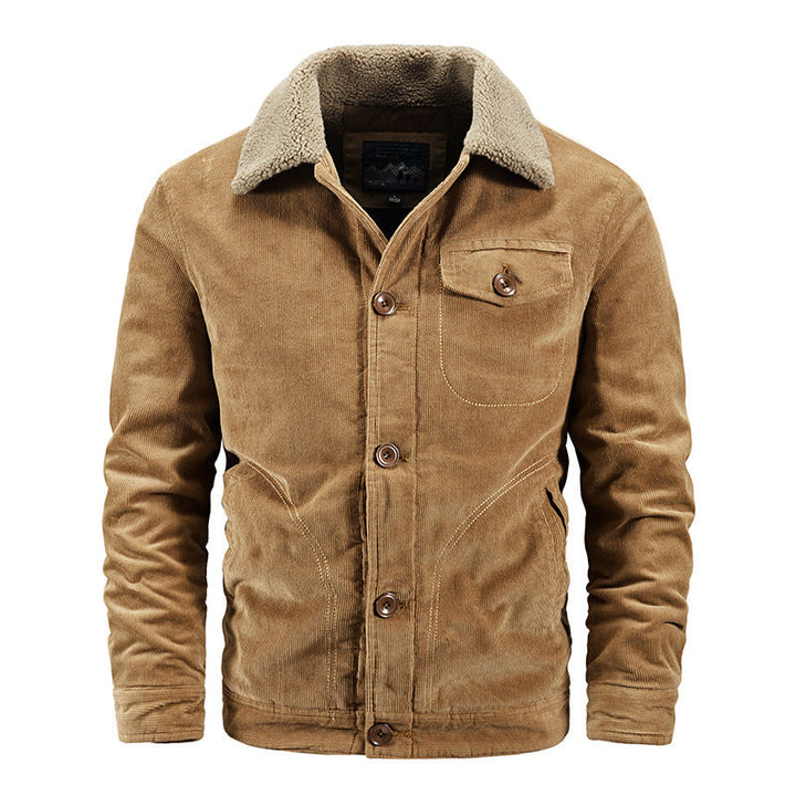 Herr Manchester Worker Jacka med Sherpa Krage, Button-Up Fram och Vintage Work Detaljer