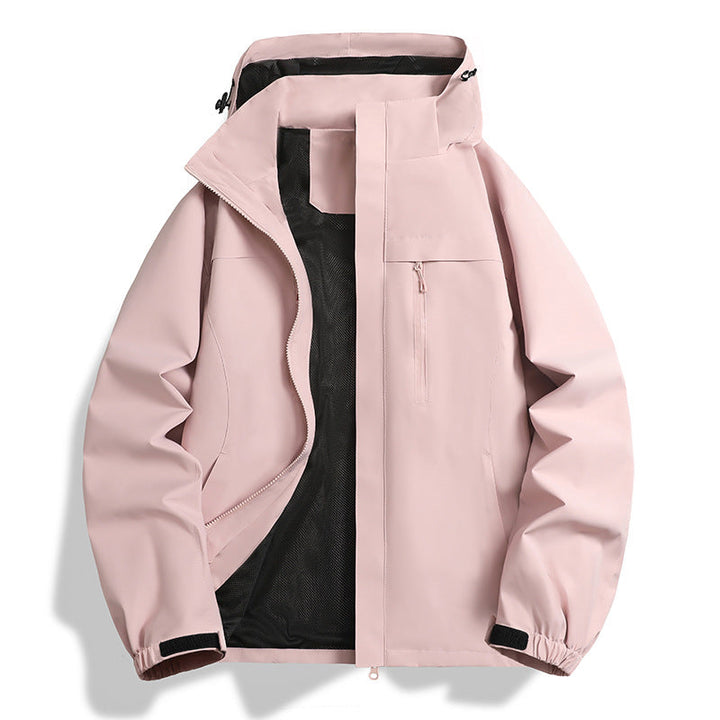 Herr vatten- och vindtät softshell utomhusjacka med huva, ventilerande meshfoder och bröst dragkedja