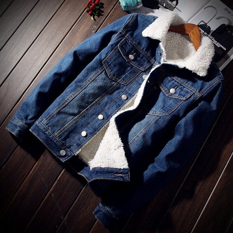 Dam Avslappnad Denimjacka med Fleece Foder