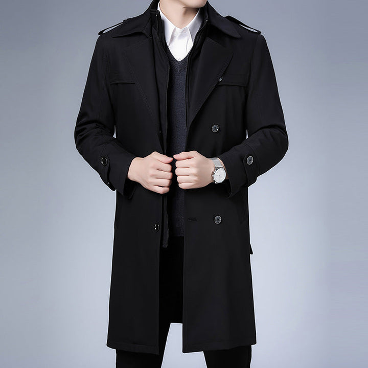Herr Klassisk Vattenavvisande Trenchcoat med Dubbel Knapp Row och Epaulettes
