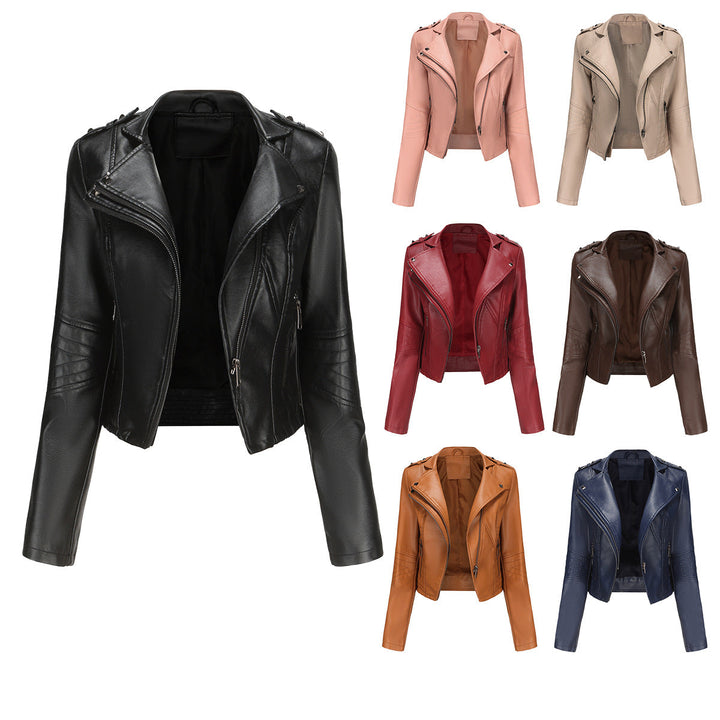 Dam Stilren Biker Jacka med Asymmetrical Dragkedja och Detail Sömmar
