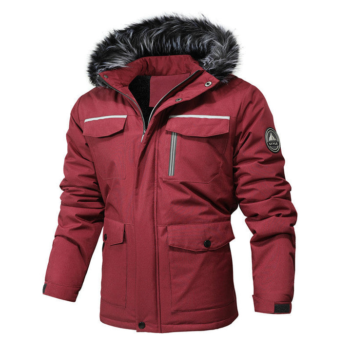 Herr Värmande parka med Fusk Päls Huva och vattenavvisande Isolering