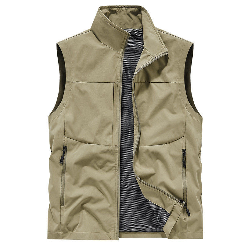 Herr Lätt Utomhus Utility Väst med Mesh Foder, Wind-Resistant Microfiber och Säker Dragkedjefickor