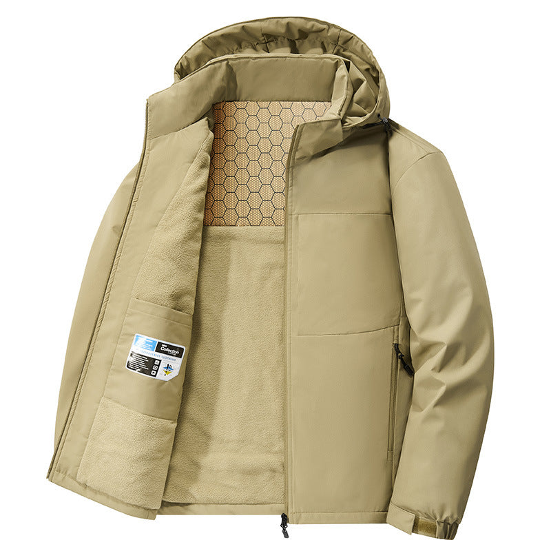 Herr Thermo Softshell Parka med Fleecefoder och Honeycomb Isolering Membrane