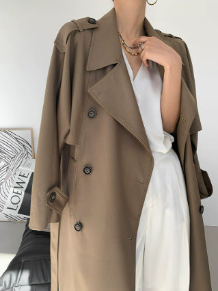 Dam modern konstläder trenchcoat