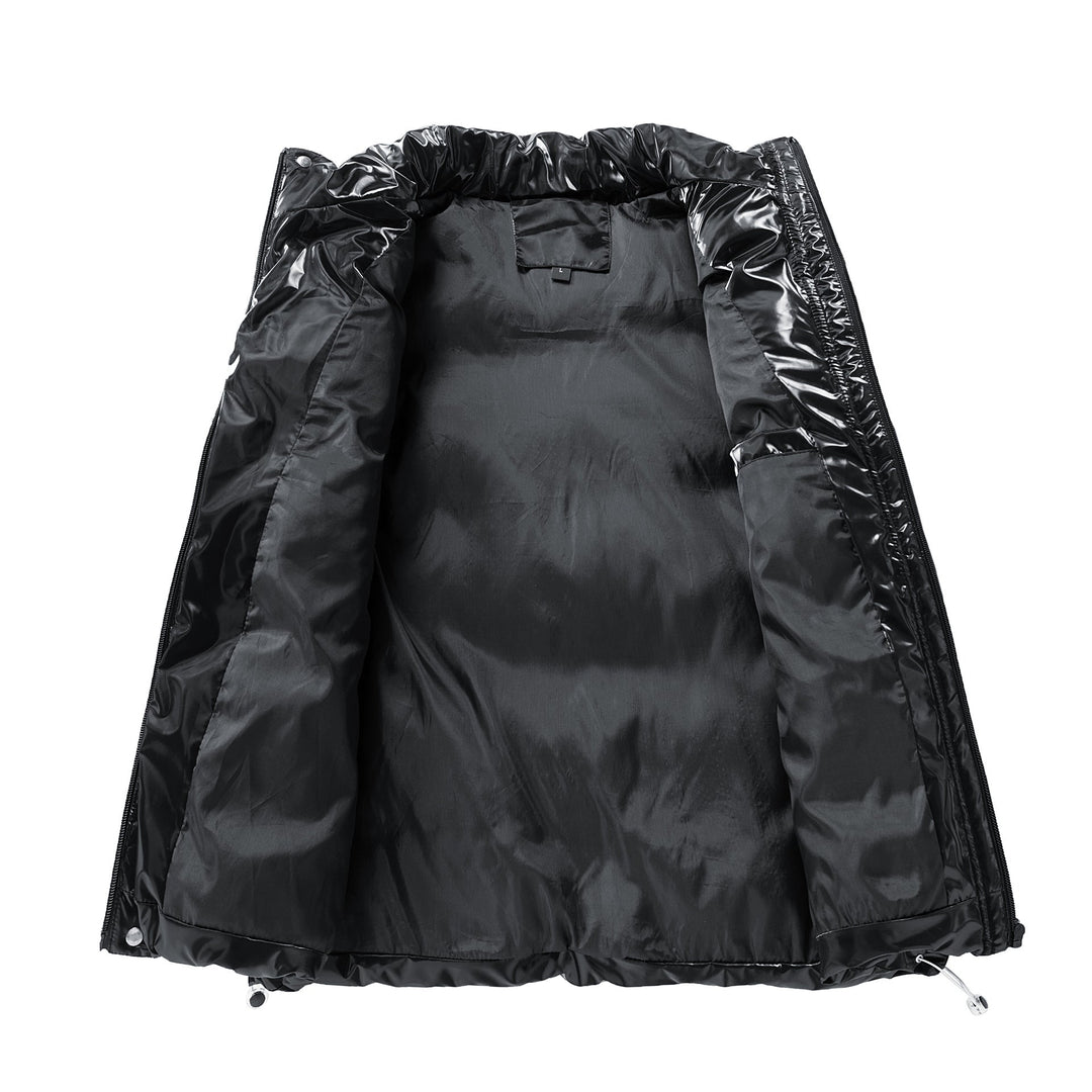 Dam glansig quiltad Puffer väst med High ståkrage och Drawstring