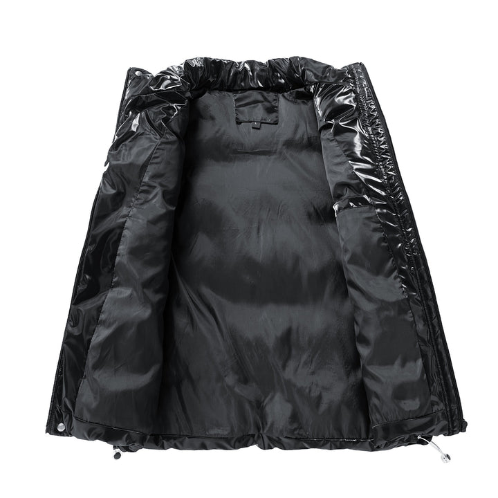 Dam glansig quiltad Puffer väst med High ståkrage och Drawstring
