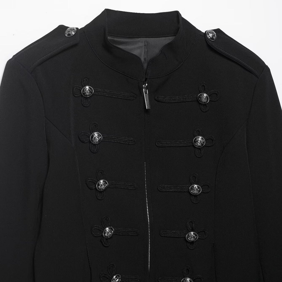 Dam Military-Inspired Kort Jacka med Stå Krage, Dekorativ Cords, och Epaulettes