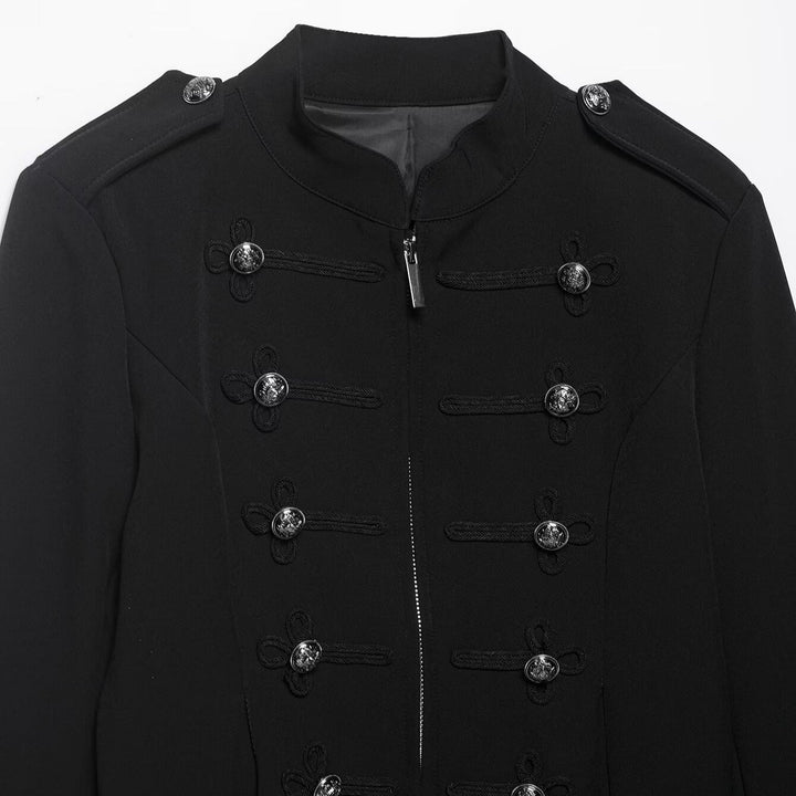 Dam Military-Inspired Kort Jacka med Stå Krage, Dekorativ Cords, och Epaulettes