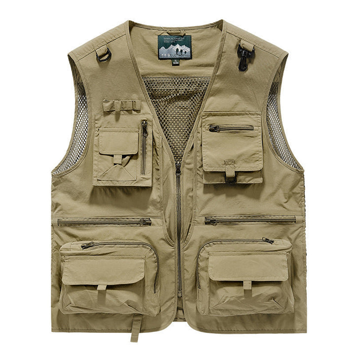 Unisex Multi-pocket utilityväst med Mesh Inserts och Front dragkedja