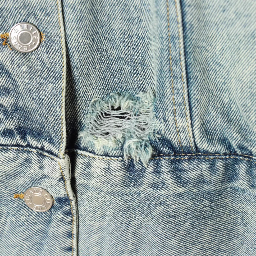 Dam oversize denimjacka in Vintage Washed look med Chest Flap fickor