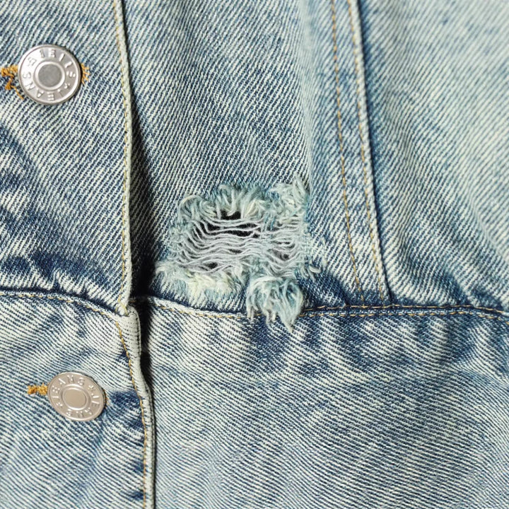 Dam oversize denimjacka in Vintage Washed look med Chest Flap fickor