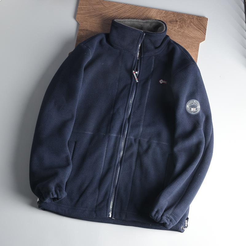 Herr Fleece Jacka med Stående Krage, Hel Dragkedja och Warming Microfleecefoder