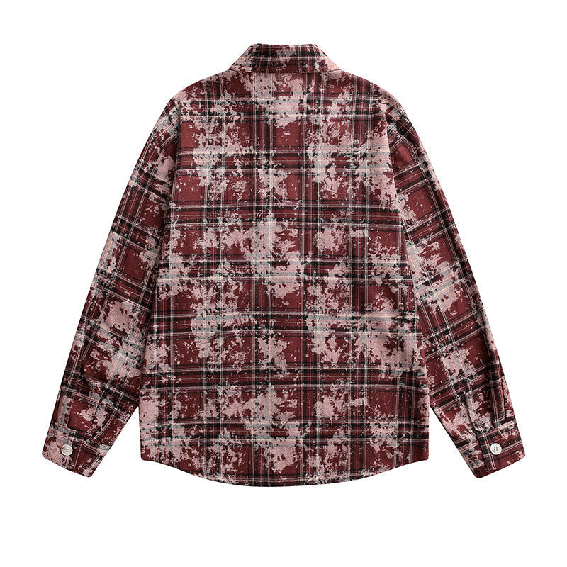 Dam oversize rutig skjortjacka med Vintage Effect och Breast fickor