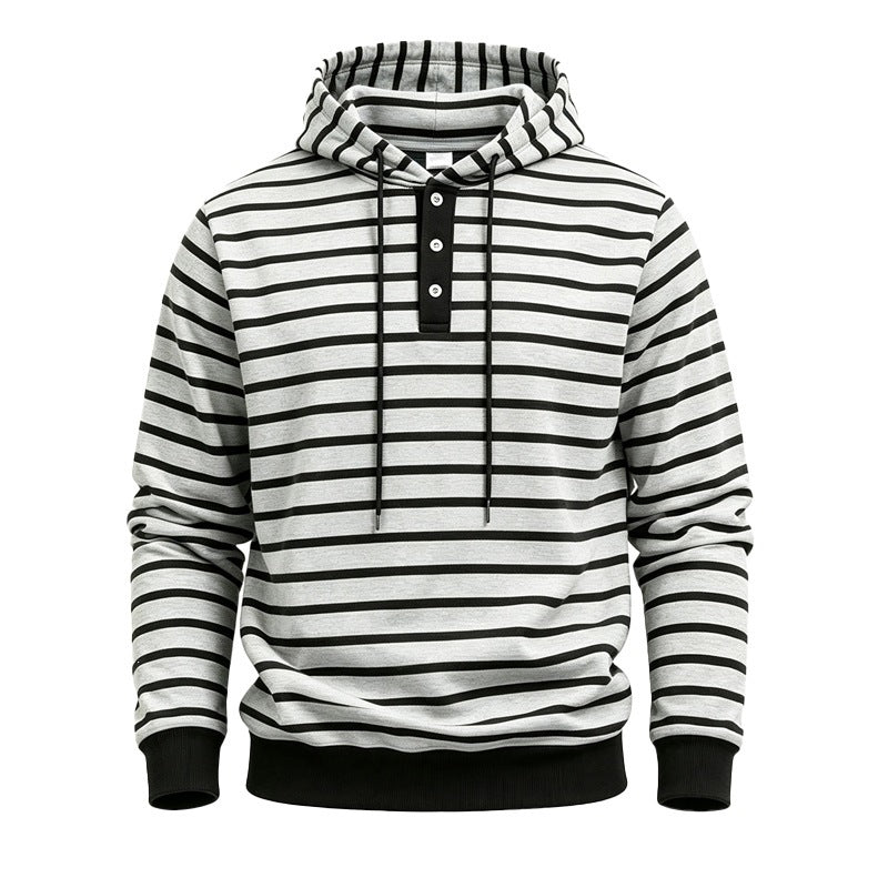 Herr Luvtröja med Knapplist och Trendy Rand Mönster