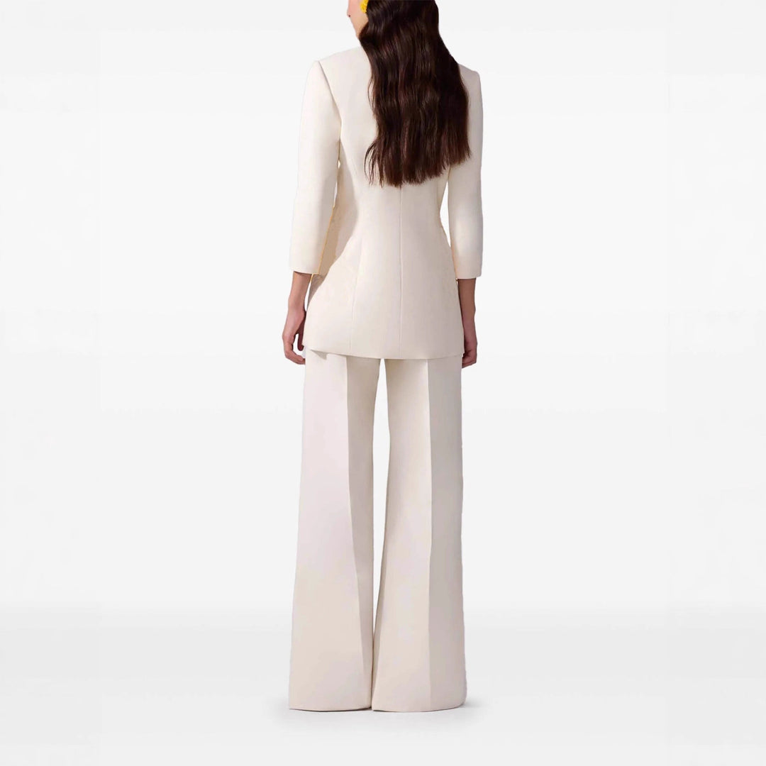 Dam lång blazer kappa in tailoring med round neckline och dold knappslå