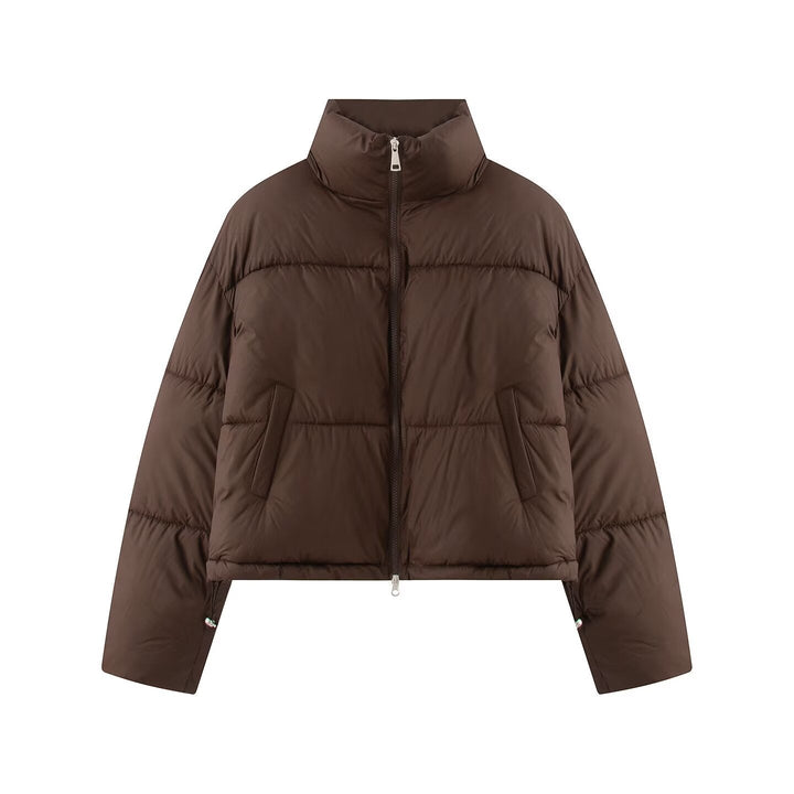 Dam kort jacka in oversize boxy puffer stil med hög ståkrage