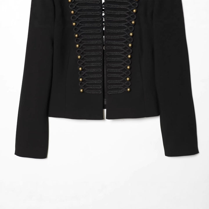 Dam kort jacka med military-inspired design, featuring decorative manchester kant och ståkrage