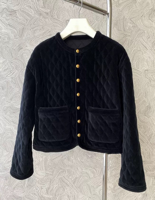 Dam Fashion vadderad jacka med knapp detaljer