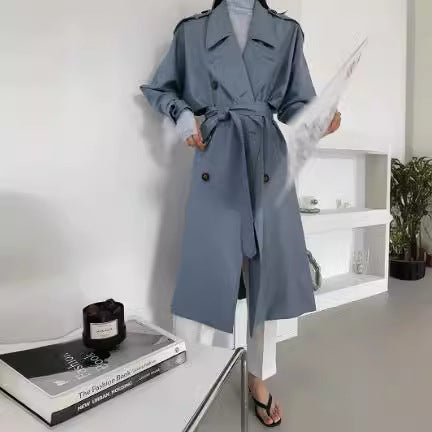 Dam modern konstläder trenchcoat