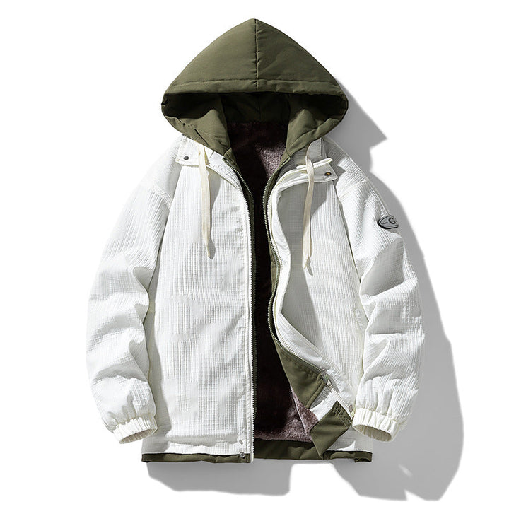 Herr Two-Layer Luvtröja med Fleece Foder och Allover Sketch Tryck