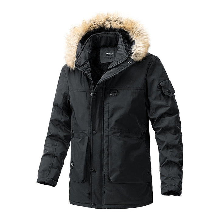 Herr värm-Lined parka Jacka med huva och teddyfoder