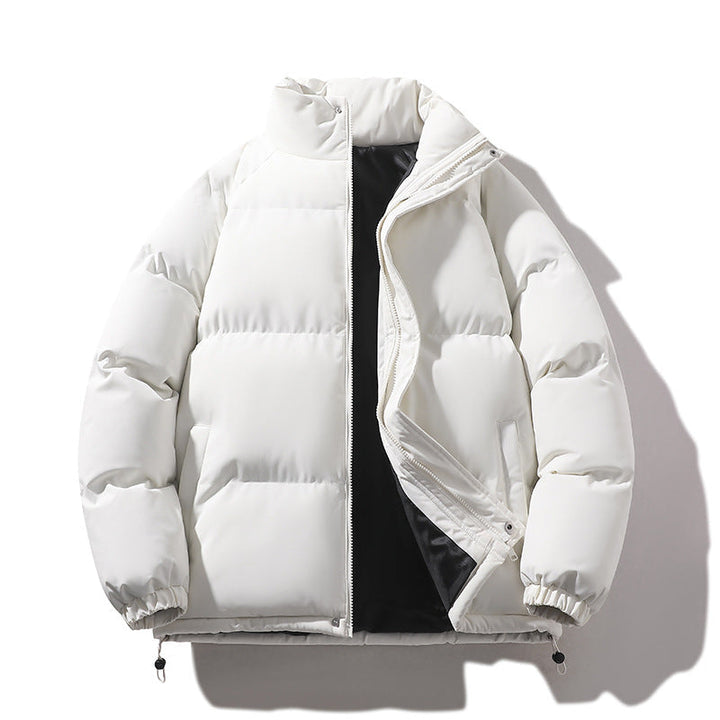 Unisex vadderad kviltad jacka gjord Down Imitation med hög krage och dragsko