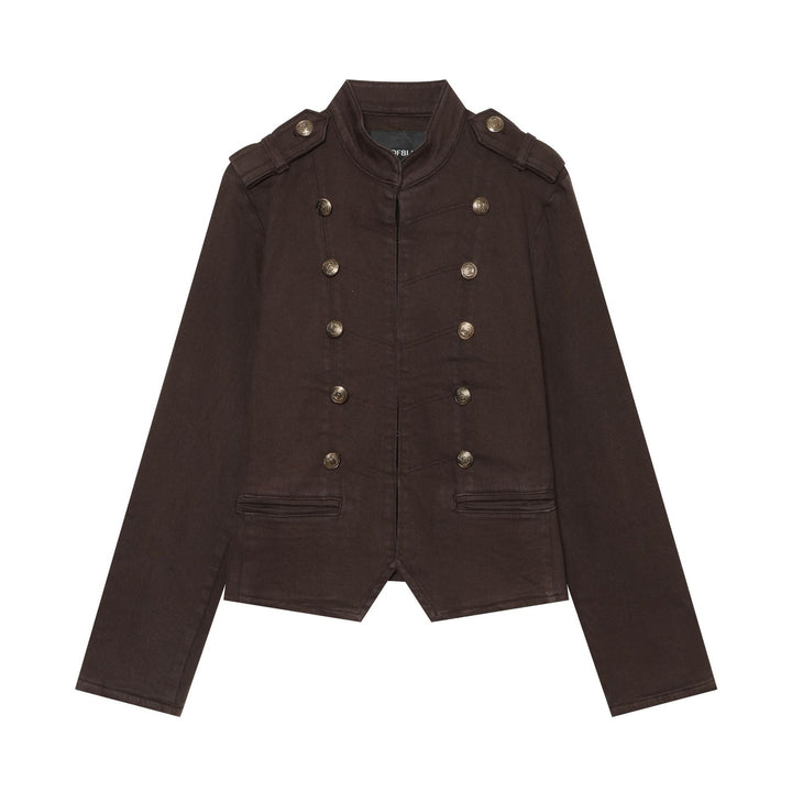 Dam Tailored Kort Military Blouson med Epaulettes och Double-Breasted Knapp Knäppning